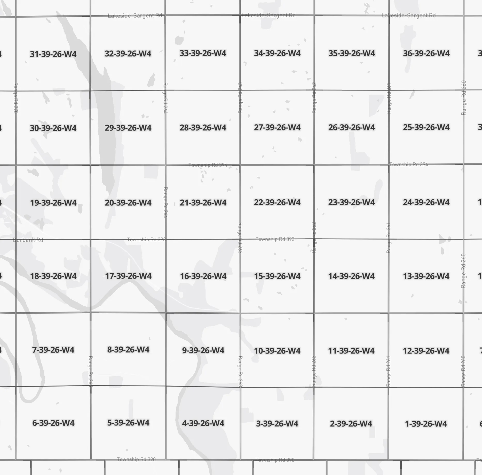 Township Canada section grid tiles with labels for all 36 sections in a township, the layers this guide adds to MapLibre GL JS