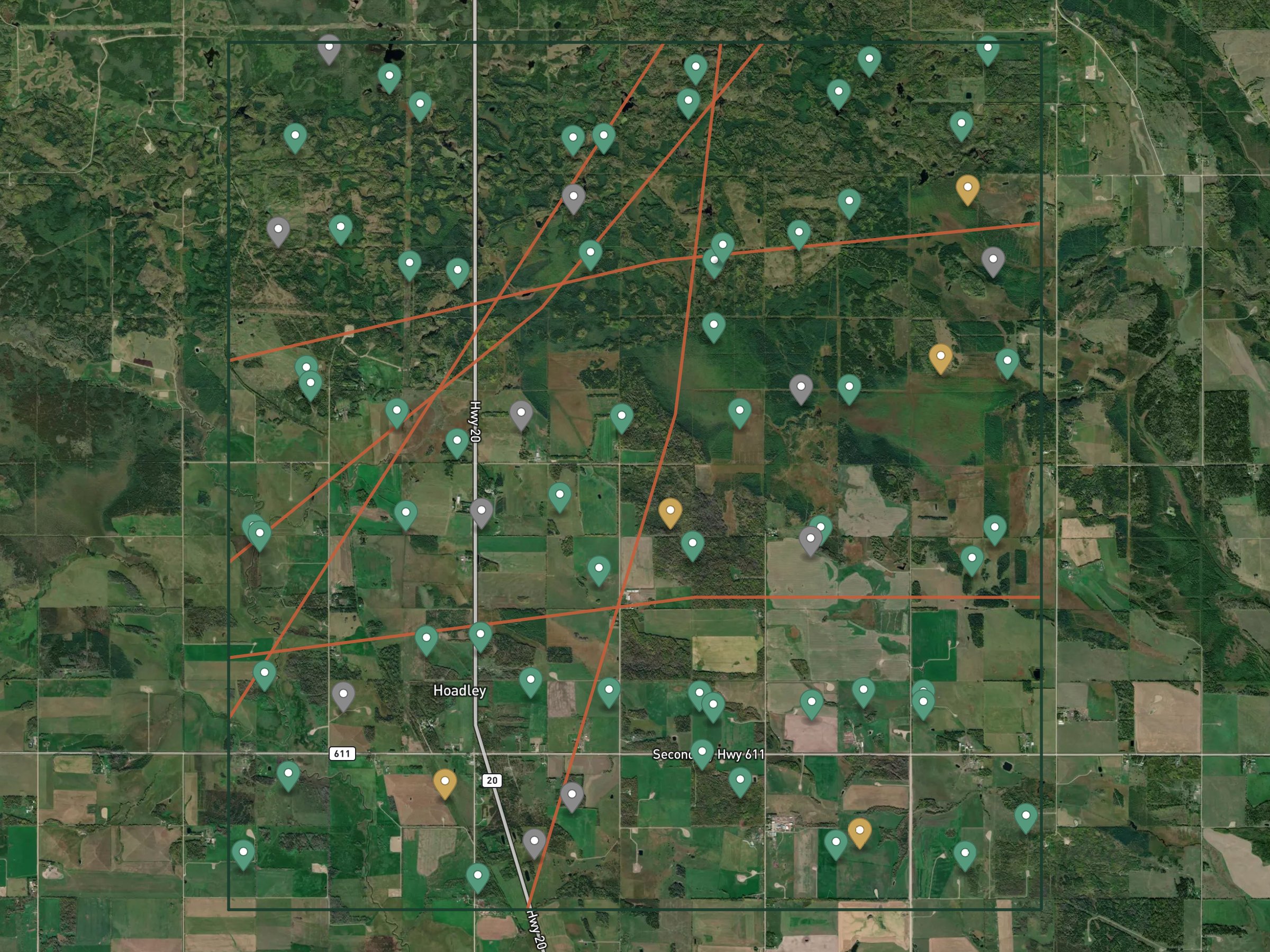 Section map of Township 45, Range 3, W5M